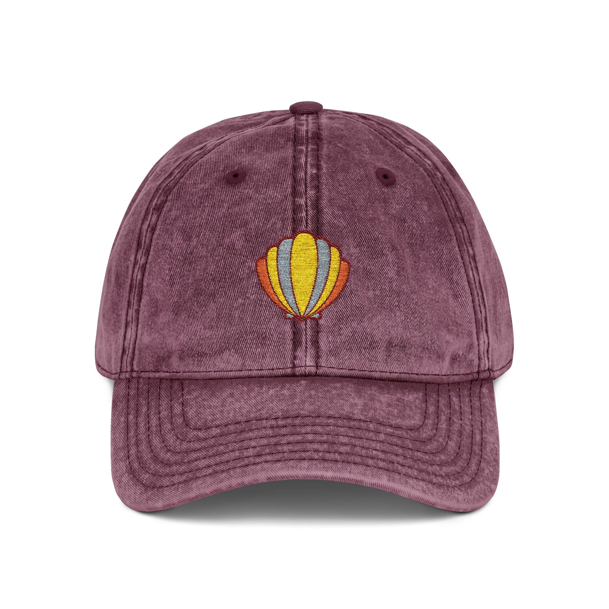 Vintage Embroidered Sun Faded Seashell Hat