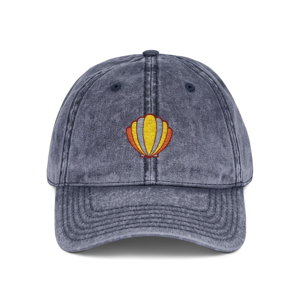 Vintage Embroidered Sun Faded Seashell Hat