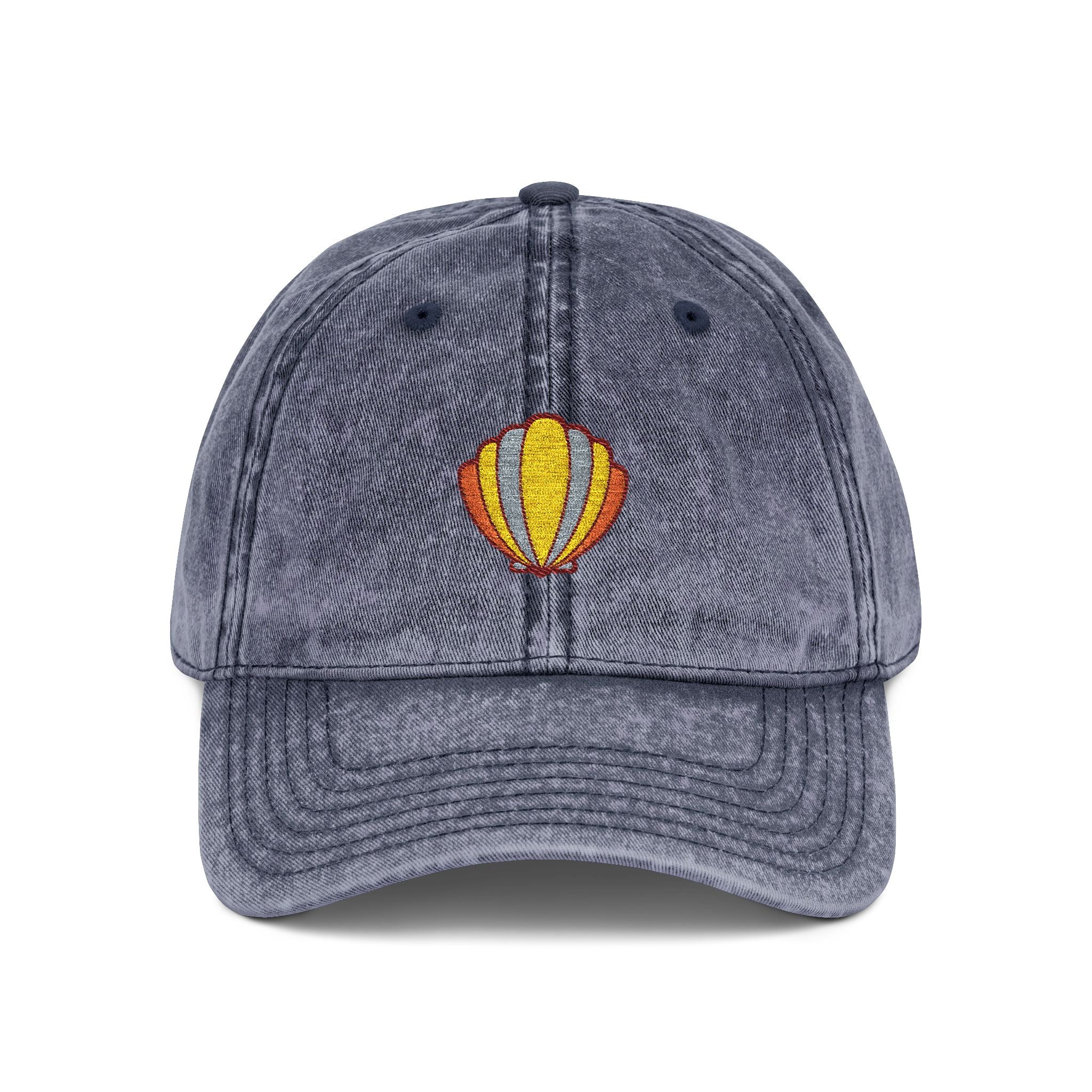Vintage Embroidered Sun Faded Seashell Hat