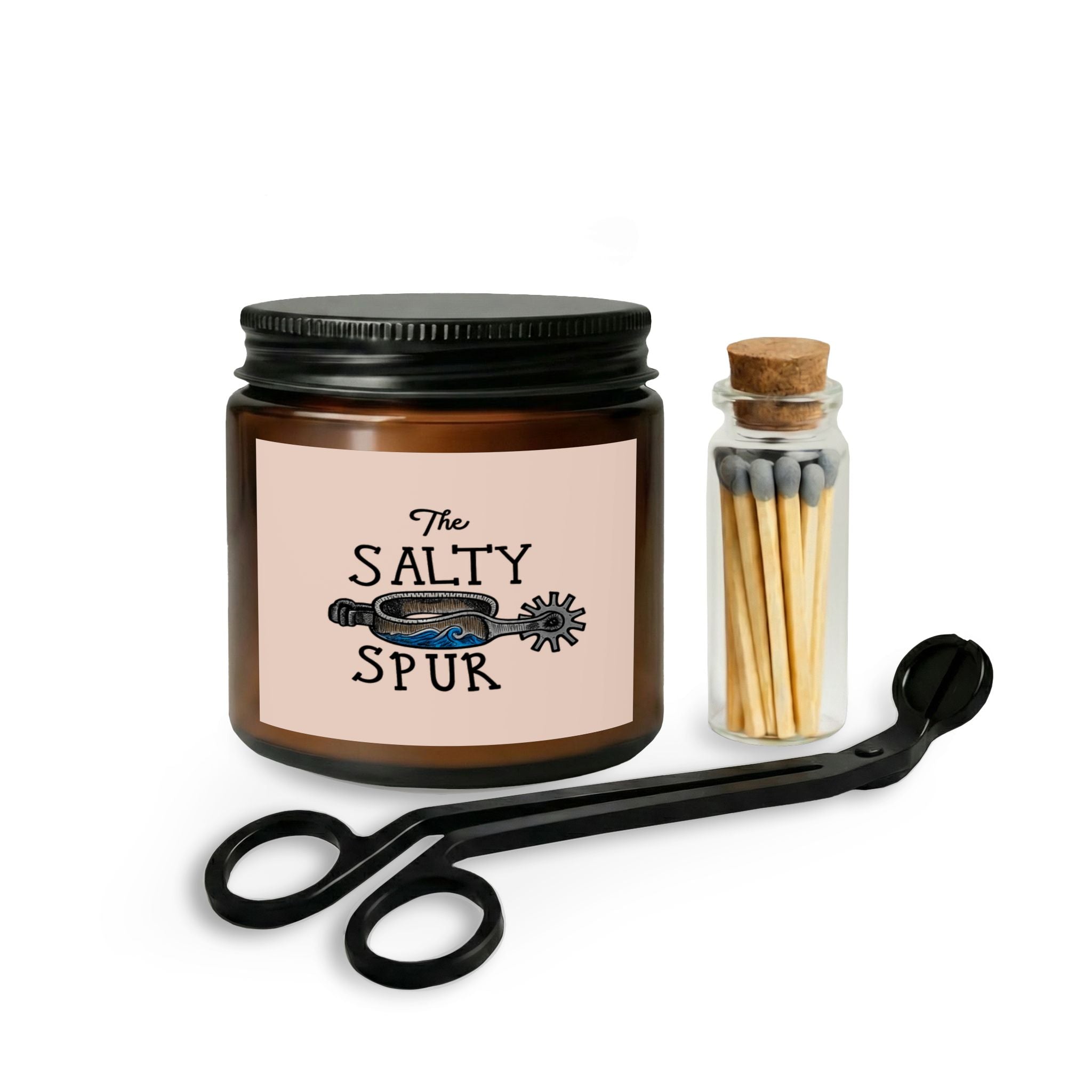 The Salty Spur Candle Set — Small Scented Jar with Matches & Wick Trimmer